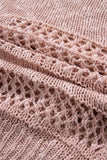 Pink Casual Hollowed Knit Dolman Sleeve Cardigan