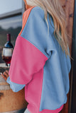 Meadow Mauve Colorblock Patchwork Drop Shoulder Sweatshirt