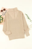 Buttoned Turn Down Collar Comfy Ribbed Sweater