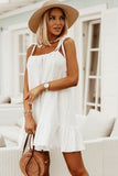 Spaghetti Strap Square Neck Ruffled Textured Dress