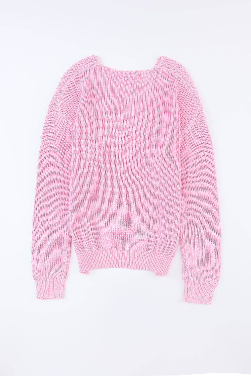 Ribbed Knit V Neck Sweater