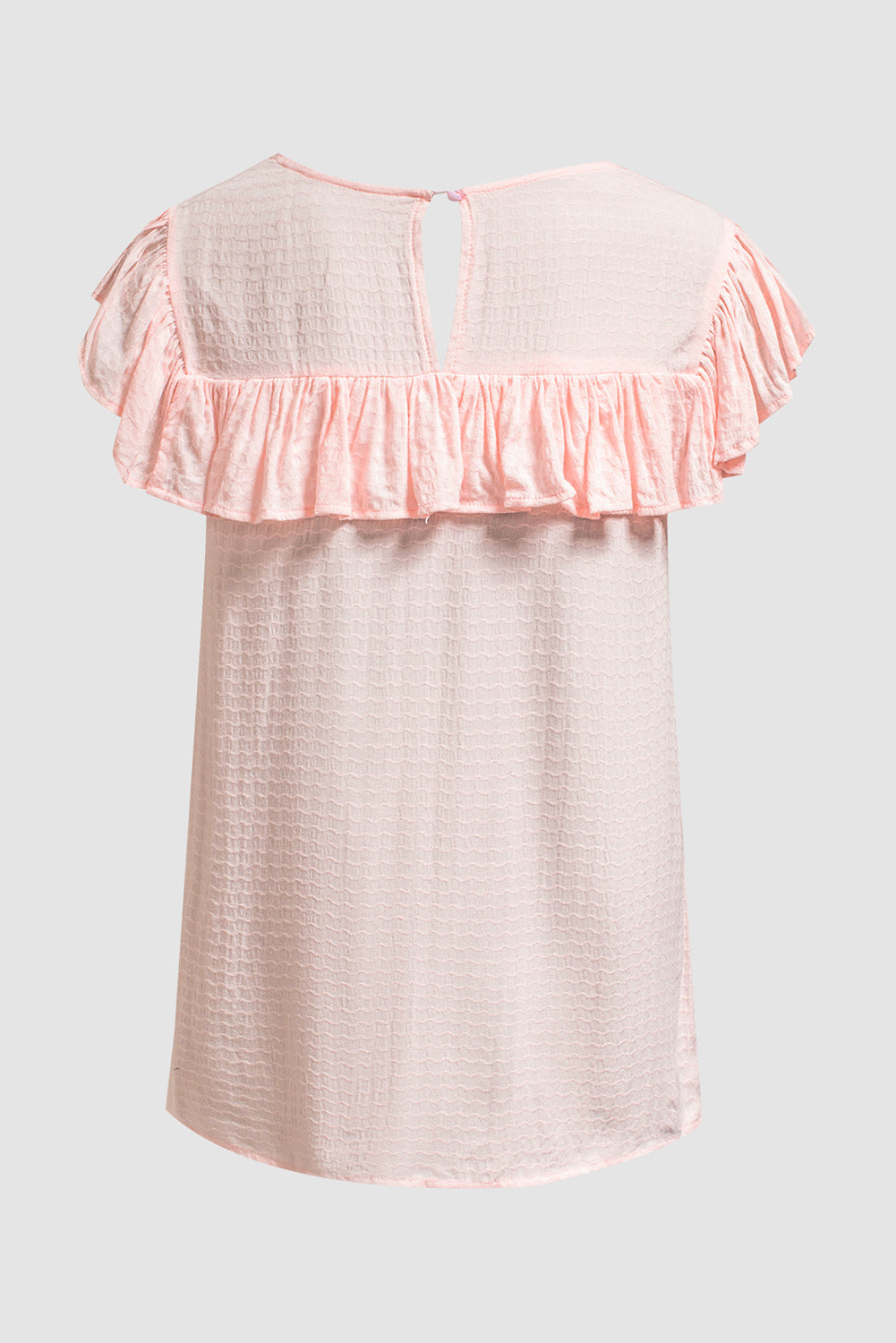 Lace Splicing Ruffled Short Sleeve T-shirt