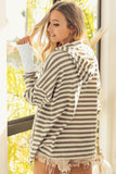 Striped Contrast Thumbhole Oversized Hoodie