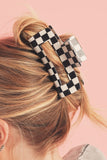 Black Checkered Print Hollow Out Hair Clip