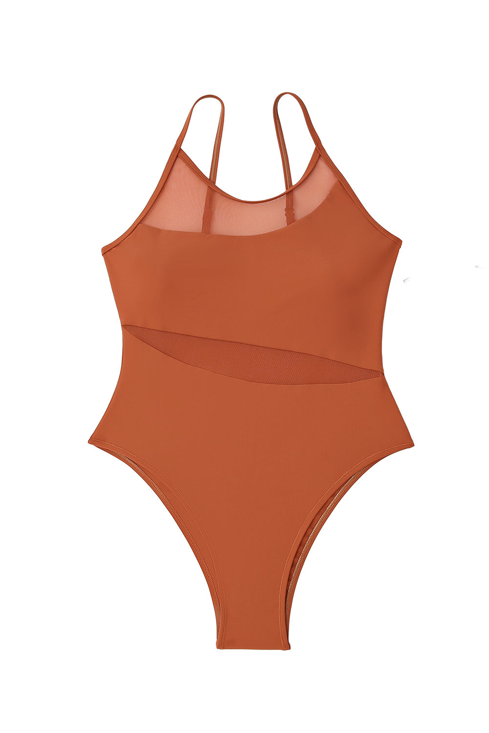 Asymmetrical Mesh Cutout Spaghetti Strap One Piece Swimsuit