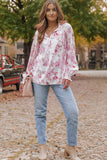 Vibrant Floral Printed Ruffle Trim Blouse