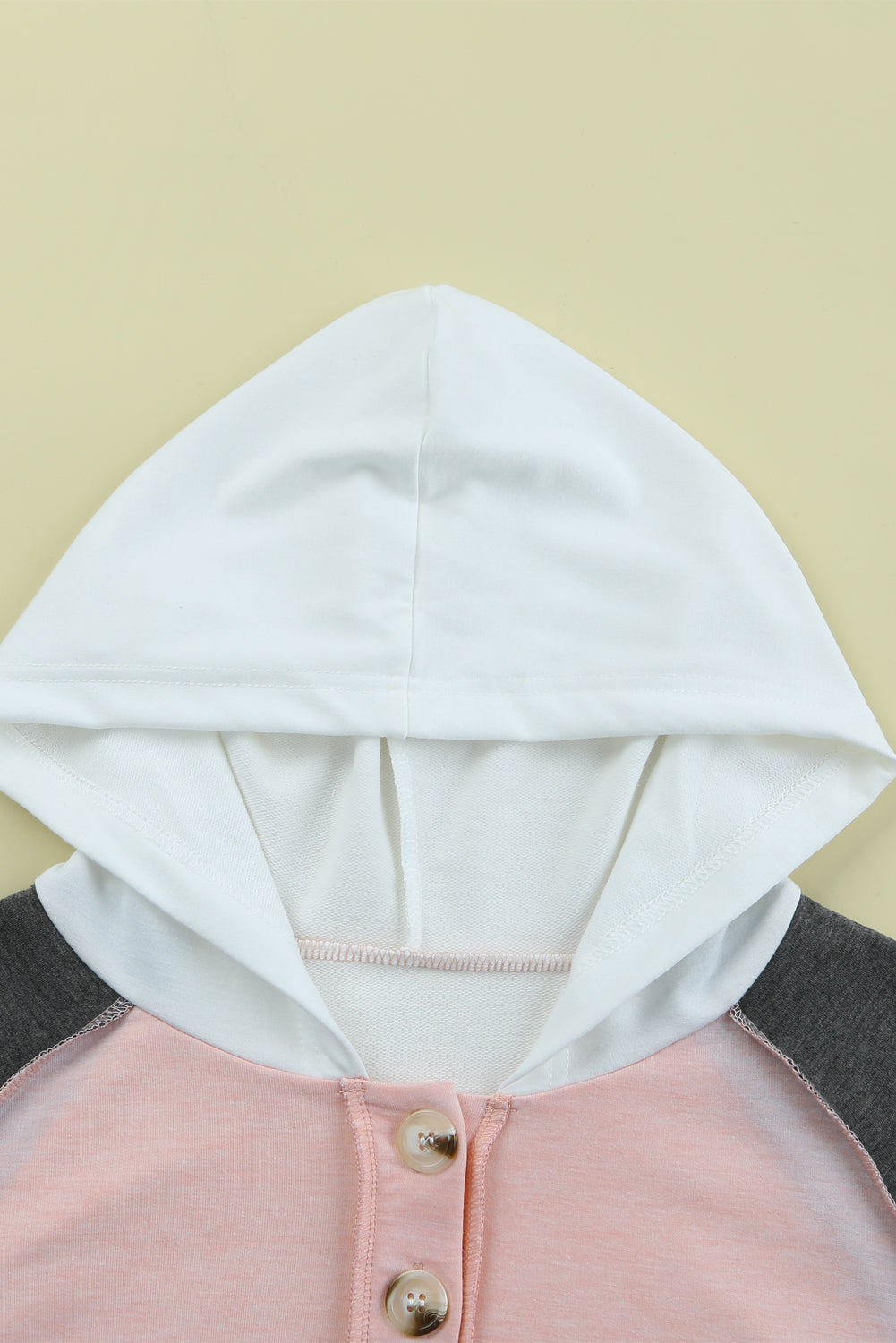 Colorblock Button Accent Pullover Hoodie