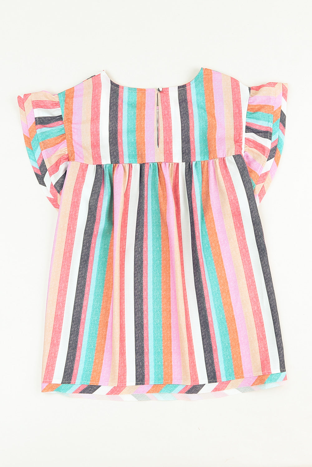 Striped Tiered Ruffle Cap Sleeve Top