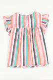 Striped Tiered Ruffle Cap Sleeve Top