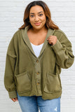 Plus Size Exposed Seam Terry Patchwork Hooded Jacket