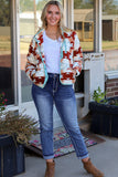 Red Geometric Aztec Pattern Plus Size Fleece Jacket