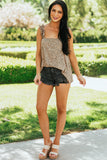 Cheetah Smocked Ruffle Strap Tank Top