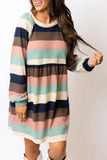 Striped Color Block Long Sleeve Mini Dress