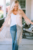 Sequin Sheer Long Sleeve Open Front Kimono