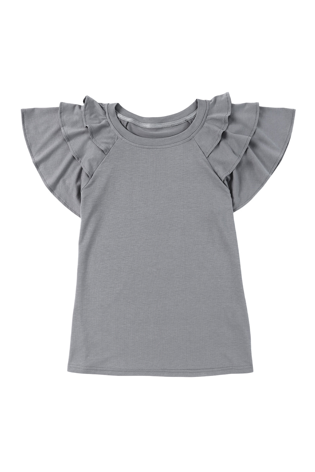 Plain Tiered Ruffled Short Sleeve T Shirt