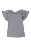 Plain Tiered Ruffled Short Sleeve T Shirt