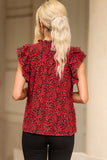 Floral Print Tiered Flutter Sleeve V Neck Top