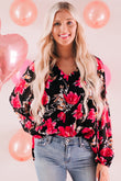 Ruffled Collar Floral Blouse