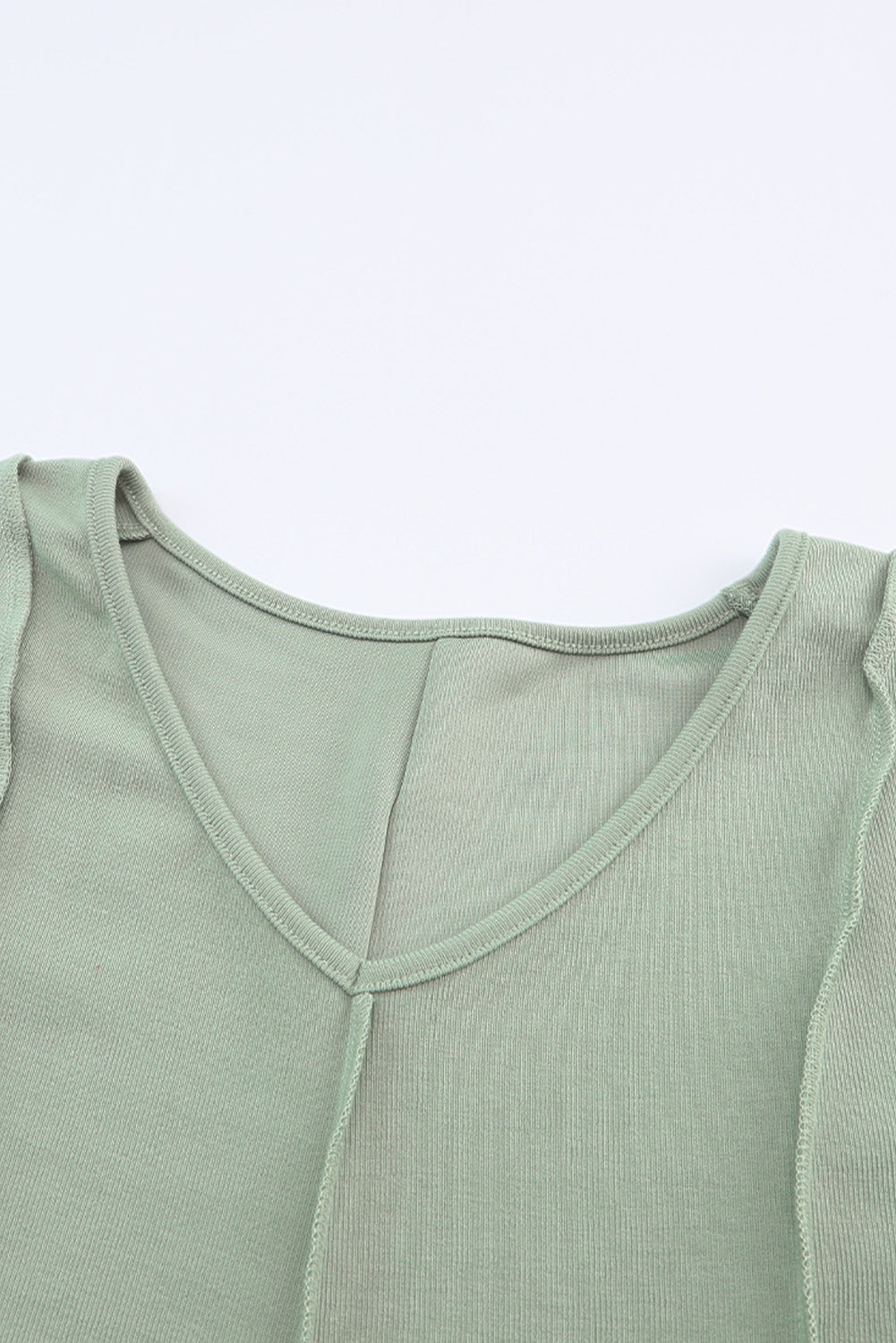 Ribbed Expose Seam Bell Sleeve Top