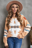 Aztec Print Long Sleeve Tunic Knitted Sweater