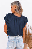 Tiered Ruffled Drawstring V Neck Top