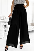 Frill Smocked High Waist Flowy Wide Leg Pants