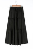 Frill Tiered Drawstring Waist Maxi Skirt