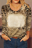 Brown Cheetah Bleached Print Long Sleeve T Shirt