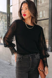 Sheer Lace Mesh Bishop Sleeve Top