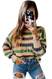 Striped Hollowed Knitted Loose Sweater