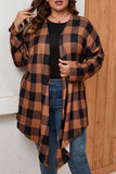 Plus Size Plaid Pattern Open Front Cardigan