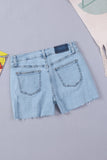 Frayed Slim-fit High Waist Denim Shorts