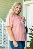 Plus Size Swiss Dot Puff Sleeves Top