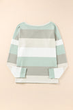 Striped Colorblock Ribbed Knit Top with Pocket