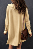 Brown Waffle Knit Buttoned Long Sleeve Top