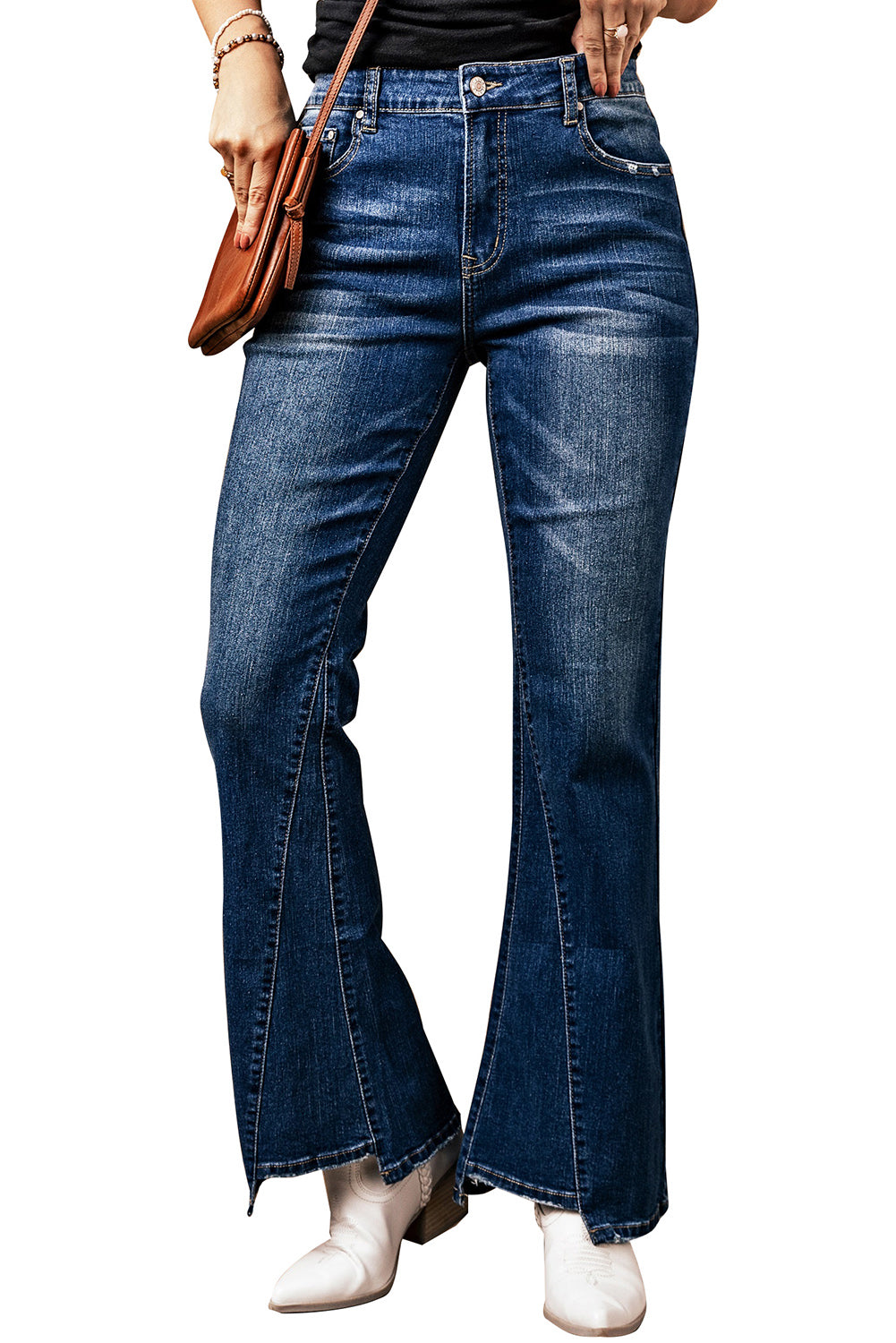 Medium Wash High Rise Flare Jeans