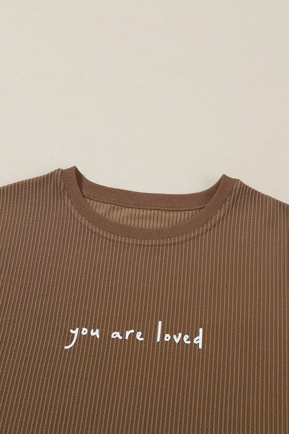 Kaki - Sweat-shirt en velours côtelé imprimé You Are Loved