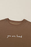 Kaki - Sweat-shirt en velours côtelé imprimé You Are Loved