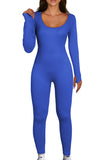 Scoop Neck Long Sleeve Seamless Yoga Jumpsuit