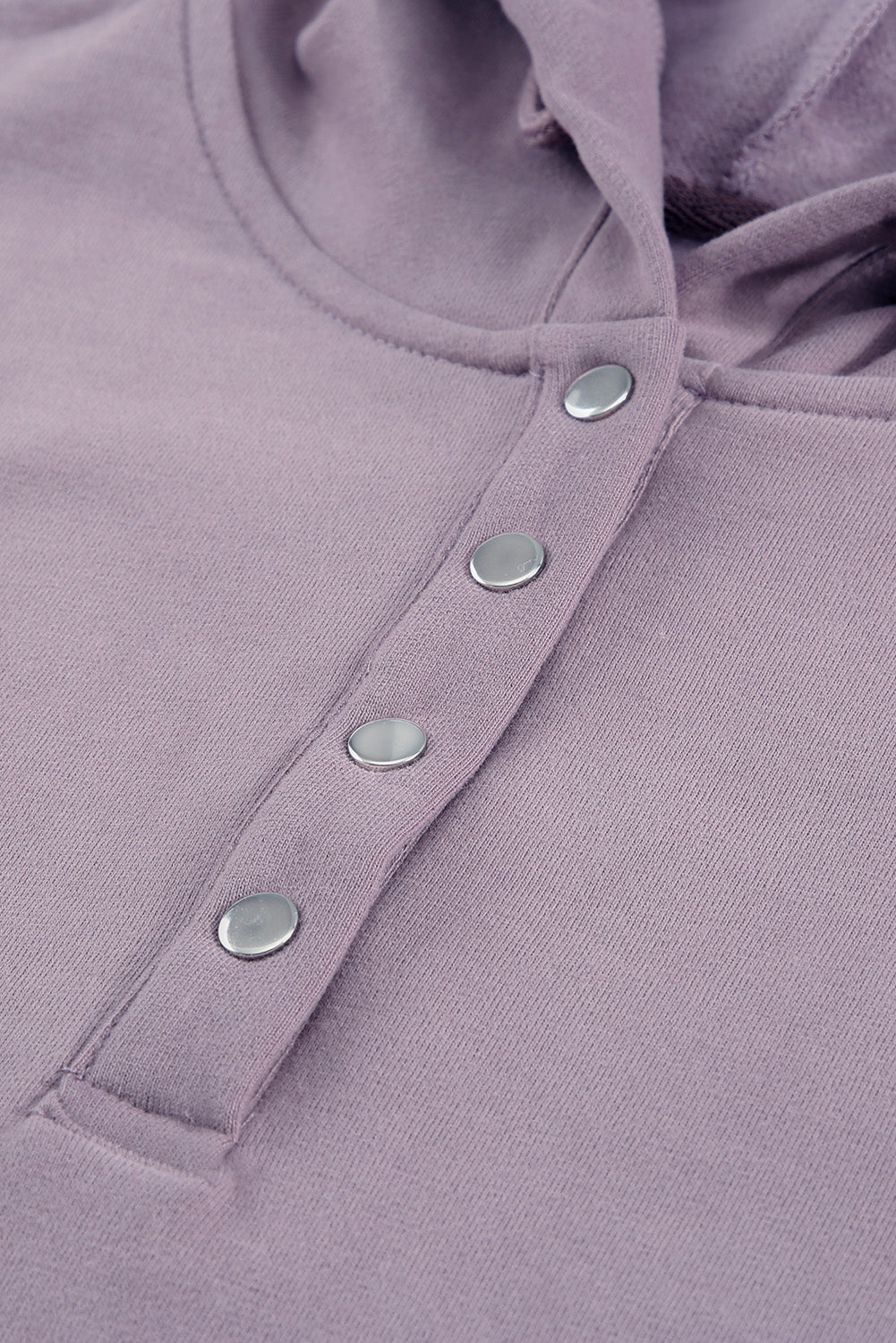 Snap Button Pullover Hoodie with Pocket