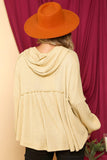 Beige Frilled Expose Seamed Babydoll Hoodie