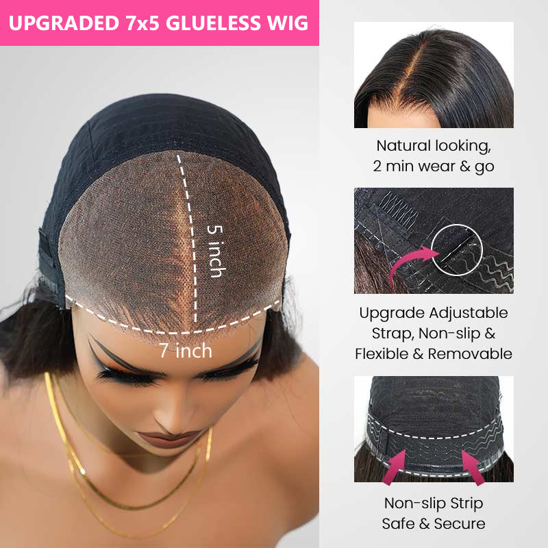 Straight Glueless Human Hair Wigs Pre-Everything 7x5 6x4 Lace Closure Wig