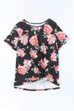 Plus Size Floral Print Twist Knot Top