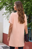 Side Pockets Short Sleeve Tunic Top