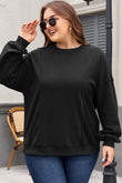 Black Loose Patchwork Crewneck Plus Size Sweatshirt