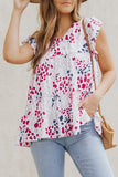 Spotted Print Ruffled V Neck Tank Top