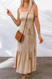 Back Smocked Tie Sleeveless Maxi Dress