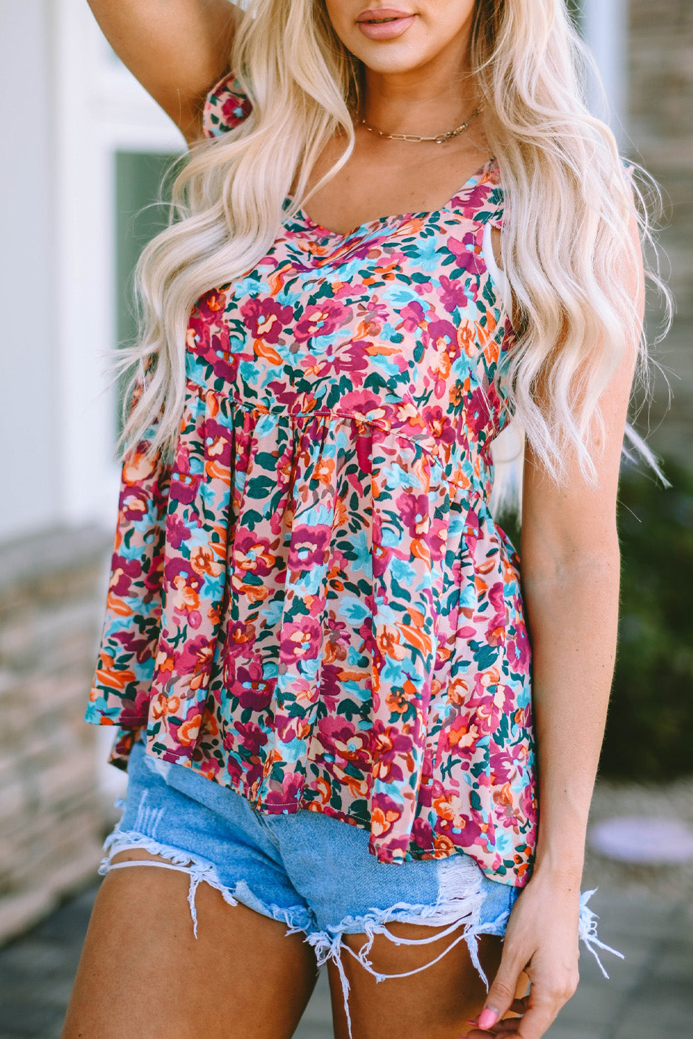 Square Neck Floral Tank Top