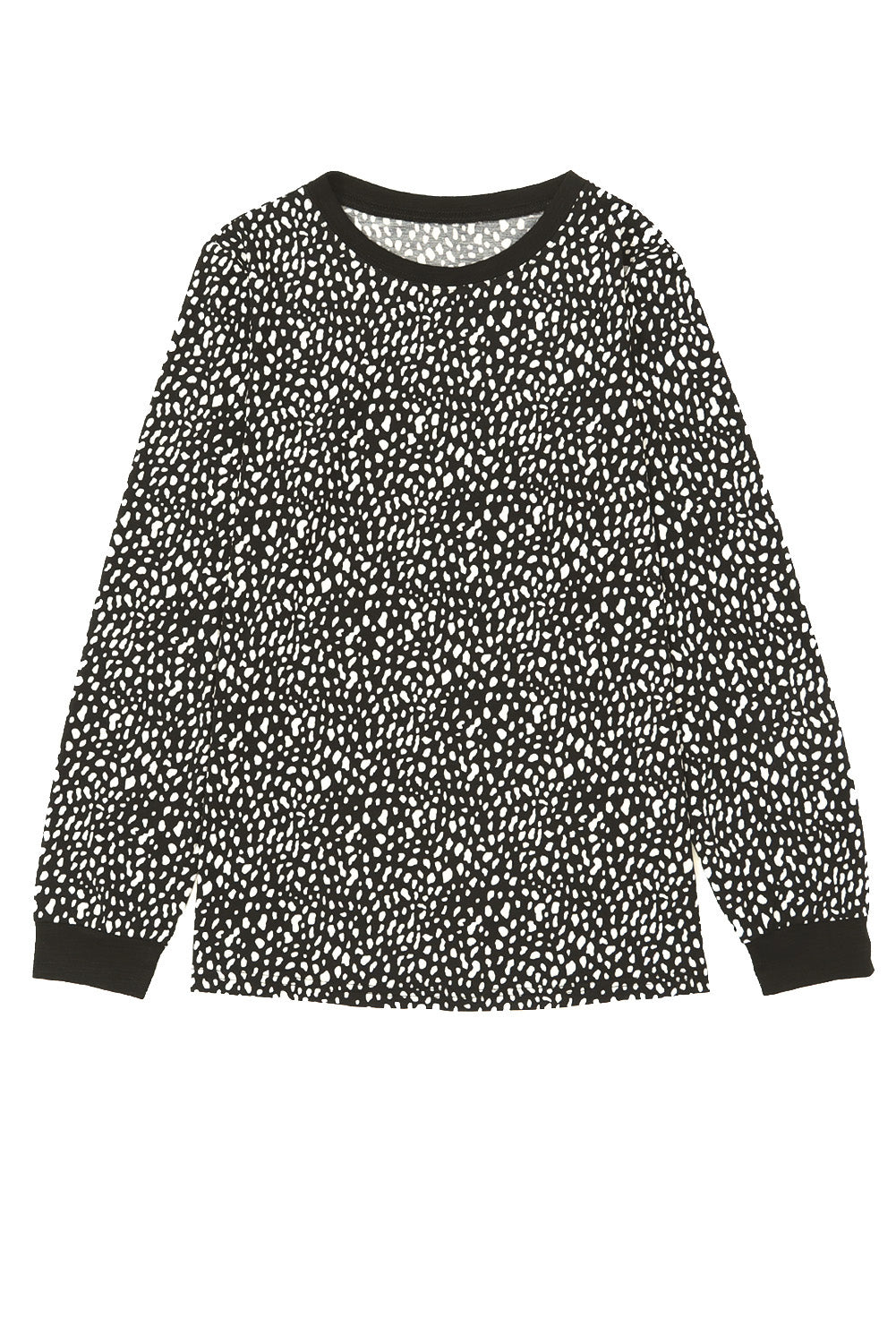 Animal Spotted Print Round Neck Long Sleeve Top