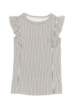 Crew Neck Ruffled Striped Tank Top